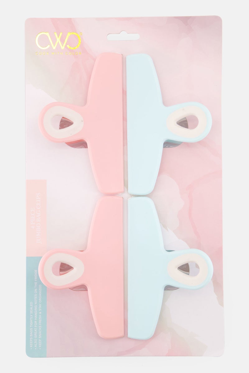 4 Pc Jumbo Bag Clips, Pink