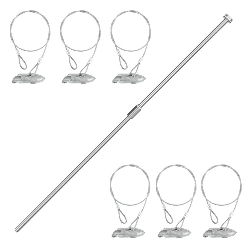 LARNORJE 6 Pack Ground Earth Anchors with Drive Steel Stool - Easy Hook Anchor with 30" Long x 1/8" Cable, Ideal for Securing Shed, Fence, Green House, Swing Set and More. - Image 1