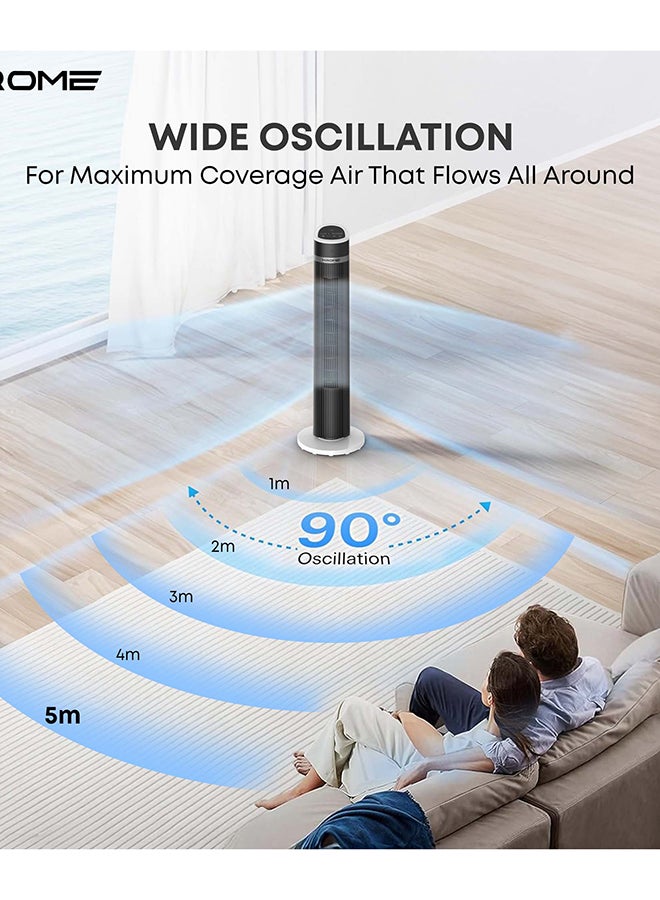Krome Bladeless Tower Fan with Remote Control, Silent Air Circulator for Home & Office, 3 Speed Levels, Multiple Wind Modes, 15-Hour Timer, Oscillating Cooling Fan for Bedroom & Living Room KR-FNT40M black - Image 5