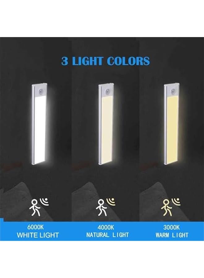 HOOKOR Motion Sensor Closet Lights,3-Color Dimming LED Rechargeable Under Cabinet Night Light, Slim Magnetic Closet Light, Wireless Light for Kitchen, Staircase, Wardrobe, Study Light (White, 30CM) - Image 2