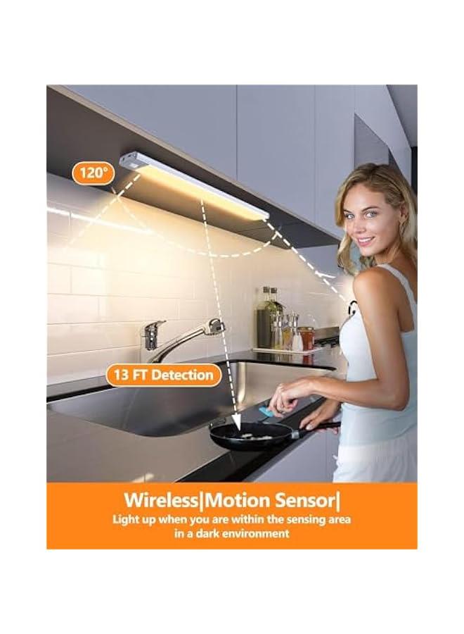 HOOKOR Motion Sensor Closet Lights,3-Color Dimming LED Rechargeable Under Cabinet Night Light, Slim Magnetic Closet Light, Wireless Light for Kitchen, Staircase, Wardrobe, Study Light (White, 30CM) - Image 3