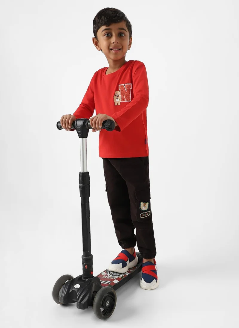 Nautinati Black Nautinati Boys Bear Patch Denim Cargo Style Joggers for Men | Best Price UAE