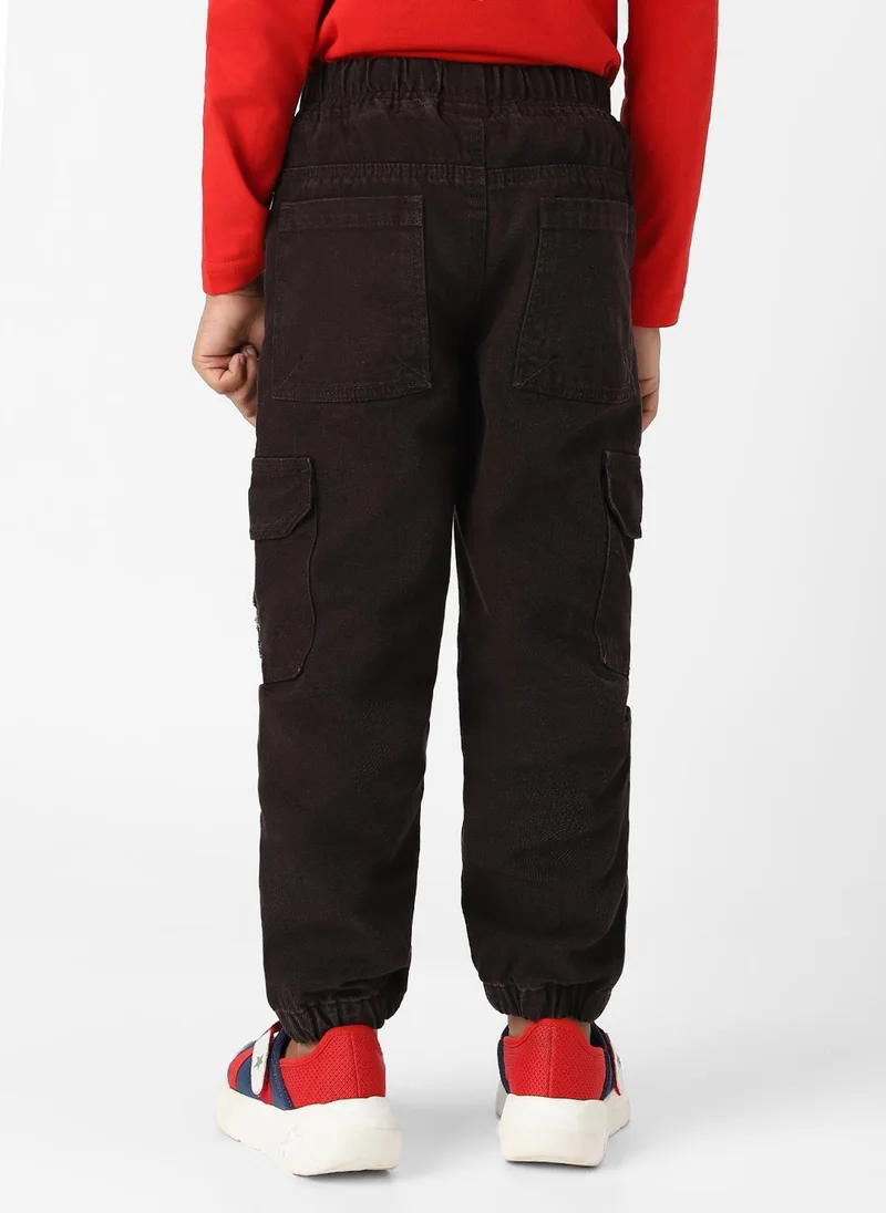 Nautinati Black Nautinati Boys Bear Patch Denim Cargo Style Joggers for Men | Best Price UAE