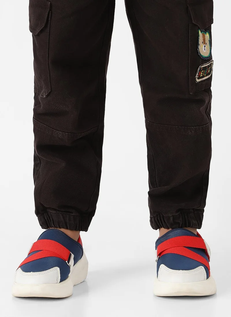 Nautinati Black Nautinati Boys Bear Patch Denim Cargo Style Joggers for Men | Best Price UAE