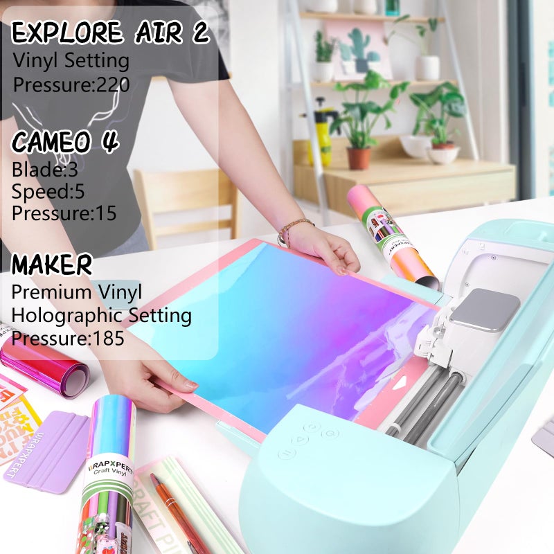 WRAPXPERT Holographic Permanent Vinyl,12" x8ft Iridescent Vinyl Opal White,Color Shift Chrome Adhesive Vinyl Easy to Peel and Transfer for Crafts,Lettering - Image 3