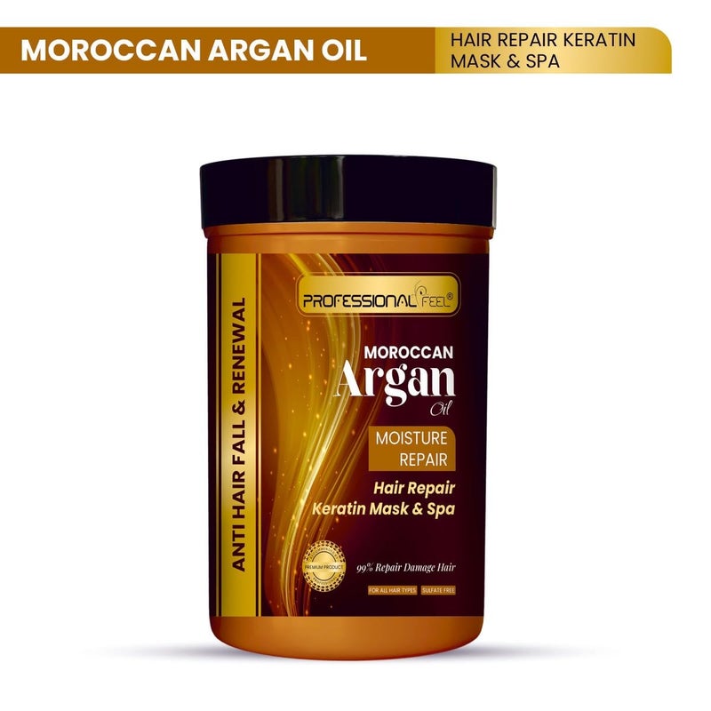 Professional Feel Moroccan Argan Oil Moisture Repair Keratin Hair Repair Mask  Spa Total Repair Hair 800 gm - Image 5