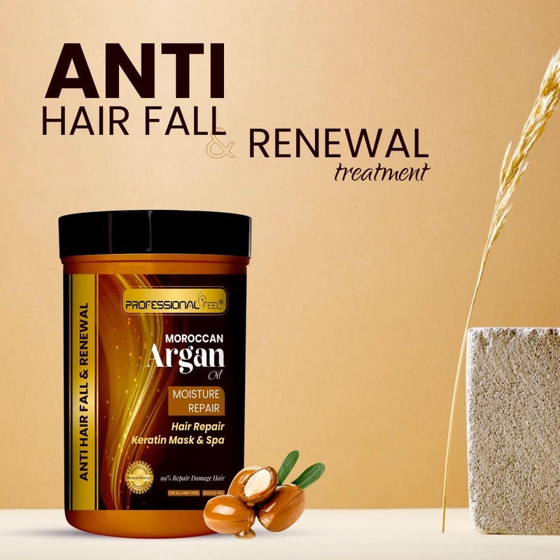 Professional Feel Moroccan Argan Oil Moisture Repair Keratin Hair Repair Mask  Spa Total Repair Hair 800 gm - Image 4