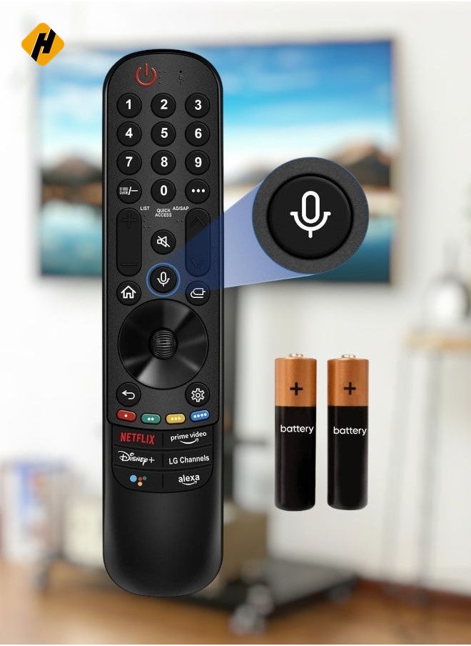 HuHa - Replacement Remote Control for LG TV, for All LG Remote Controls 2019-2023 for LG Smart TVs LG Magic MR22/23GA with Voice and Pointer Function. for LG ThinQ OLED WebOS UHD 4K TV. Warranty with battery - Image 1