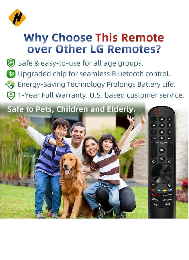 HuHa - Replacement Remote Control for LG TV, for All LG Remote Controls 2019-2023 for LG Smart TVs LG Magic MR22/23GA with Voice and Pointer Function. for LG ThinQ OLED WebOS UHD 4K TV. Warranty with battery - Image 1