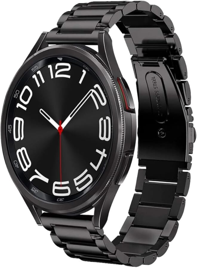 حزام SUNDAREE متوافق مع Galaxy Watch 5/Watch 4/Watch 6، حزام ساعة بديل من الفولاذ المقاوم للصدأ بدون فجوات باللون الأسود لساعة Samsung Galaxy Watch 5 4 6 40MM 44MM 42MM 46MM 5 Pro 45MM