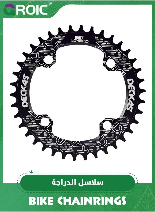 GROIC Bike Chainring Asymmetrical 104BCD Narrow Wide Tooth MTB for Shimano M370, M410, M670, M780 Jiankun IXF Cranks, Some Haomeng Cranks, 7/8/9/10/11/12 Speed Aluminum 38T  - Image 1