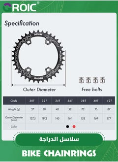 GROIC Bike Chainring Asymmetrical 104BCD Narrow Wide Tooth MTB for Shimano M370, M410, M670, M780 Jiankun IXF Cranks, Some Haomeng Cranks, 7/8/9/10/11/12 Speed Aluminum 38T  - Image 3