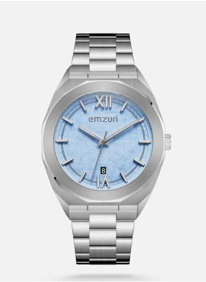 emzuri - Silver steel men's watch - Image 1