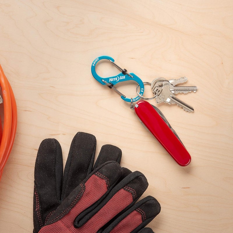 NiteIze S-Biner SlideLock Stainless Steel Dual Locking Carabiner - S-Biner Key Holder with Locking Gate - Carabiner Organizer for Keys & Camping Accessories - Assorted Sizes, Assorted Colors (3 Pack) - Image 4