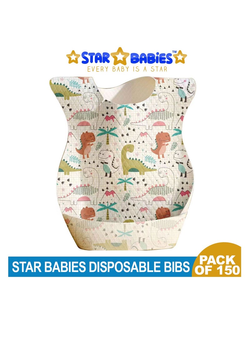STAR BABiES Star Babies Disposable Bibs - Pack of 150 Dinosaur Print - New  - Image 2
