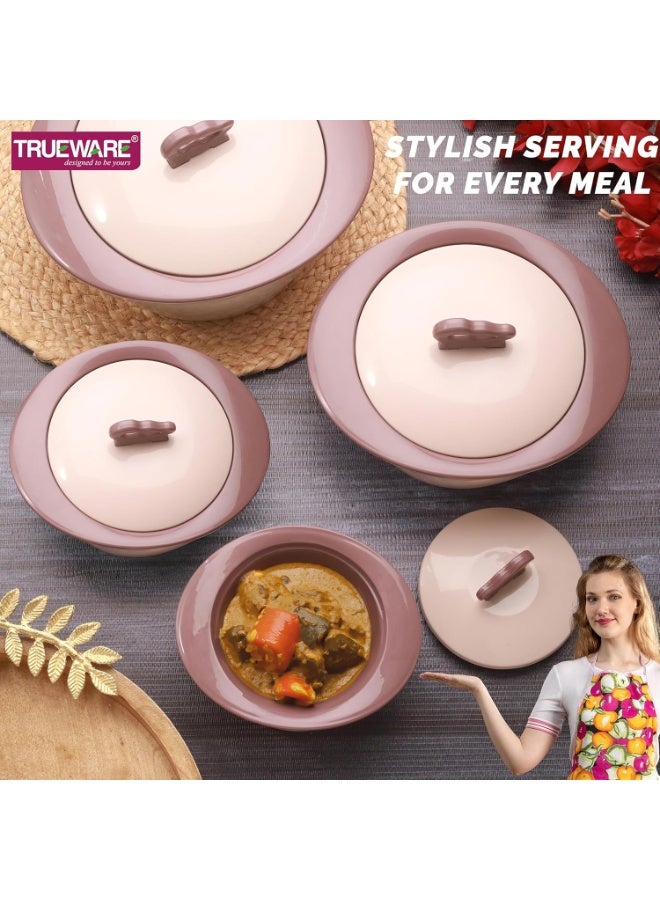 Trueware Royal Inner Steel Outer Plastic Double Wall PU Insulated Pack of 4 Thermoware Casserole Set (1500 ml, 1000 ml, 750 ml, 400 ml) - Image 3