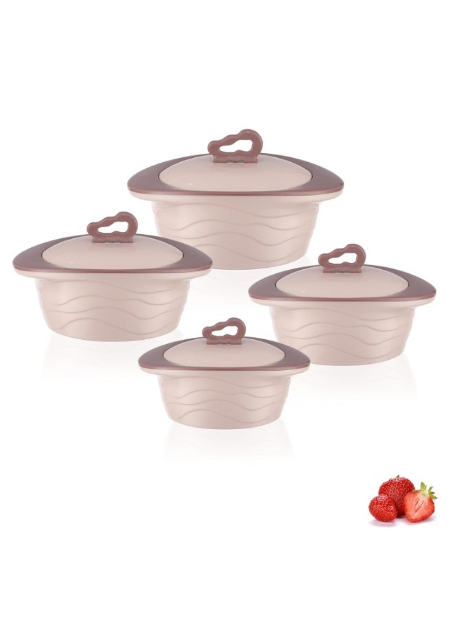 Trueware Royal Inner Steel Outer Plastic Double Wall PU Insulated Pack of 4 Thermoware Casserole Set (1500 ml, 1000 ml, 750 ml, 400 ml) - Image 1