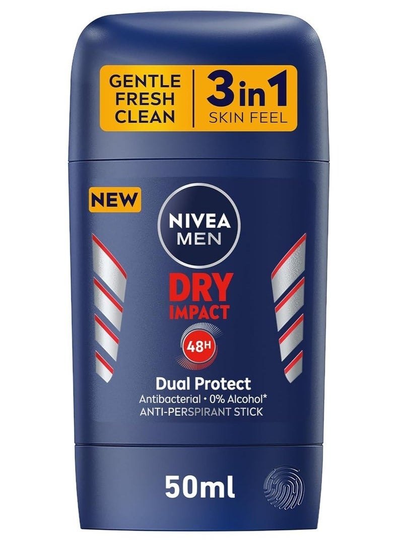 NIVEA MEN Antiperspirant Stick for Men, 48h Protection, Dry Impact, 50ml
