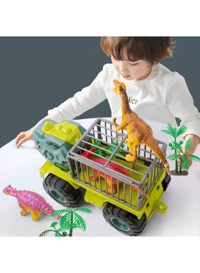 Sliding Dinosaur Transport Engineering Vehicle Toy Set Boy Puzzle Tyrannosaurus Rex Excavator Dumper Truck Large Drop Resistant-Color:Dinosaur Bulldozer (OPP Bag)  - Image 5