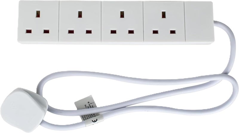 Status Multi Plug Extension | 4 Socket Extension Cable | 1m Extension Lead | S4W1MS12 White - Image 1