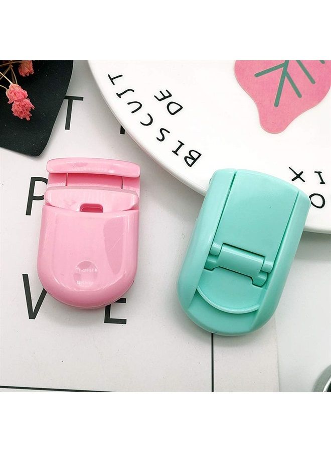 lasenersm 2 Pieces Mini Eyelash Curlers Portable Lash Curlers Travel Plastic Eyelash Curlers Eyelash Curlers With Replacement Pads Fits All Eye Shapes No Pinching Or Pulling(Pink, Green)