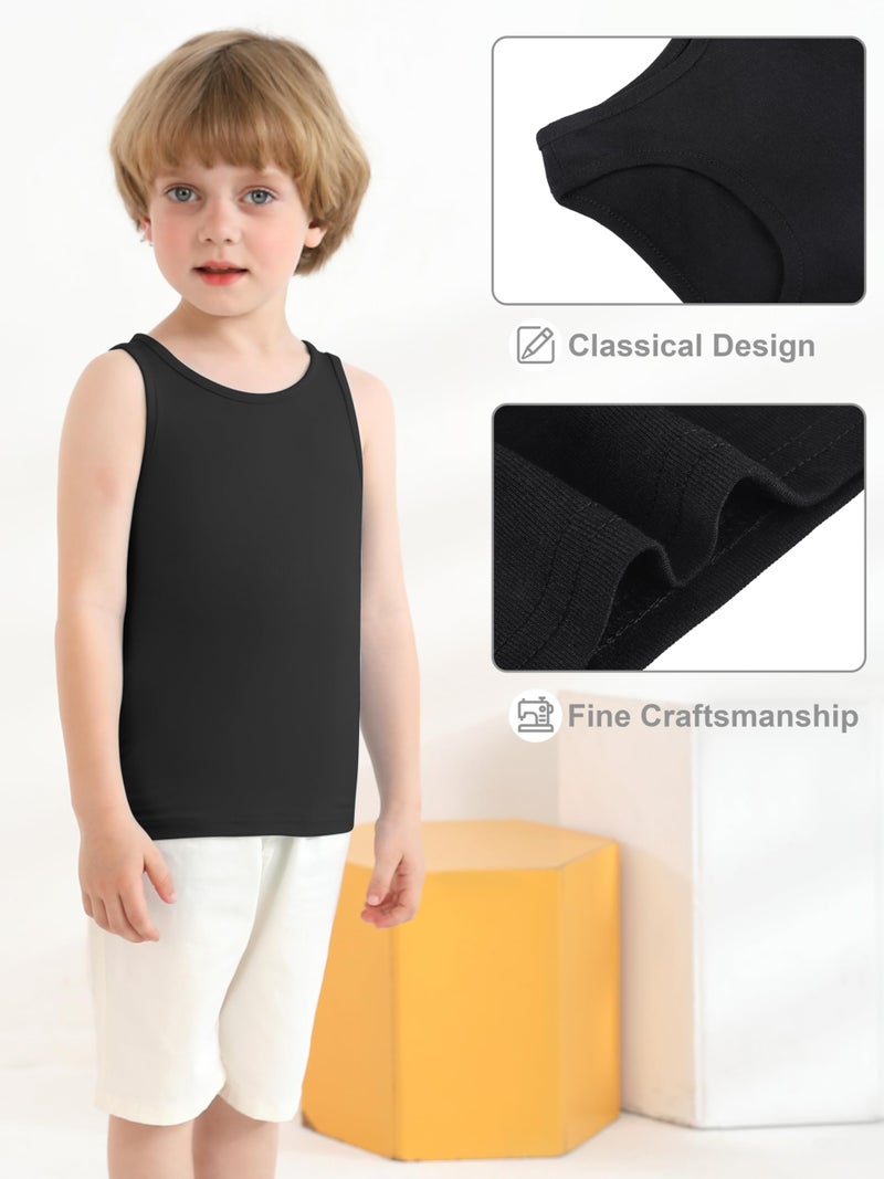 Cooraby 6 Pack Toddler Tank Top Kids Undershirts Soft Undershirt for Boys and Girls Black - Image 3