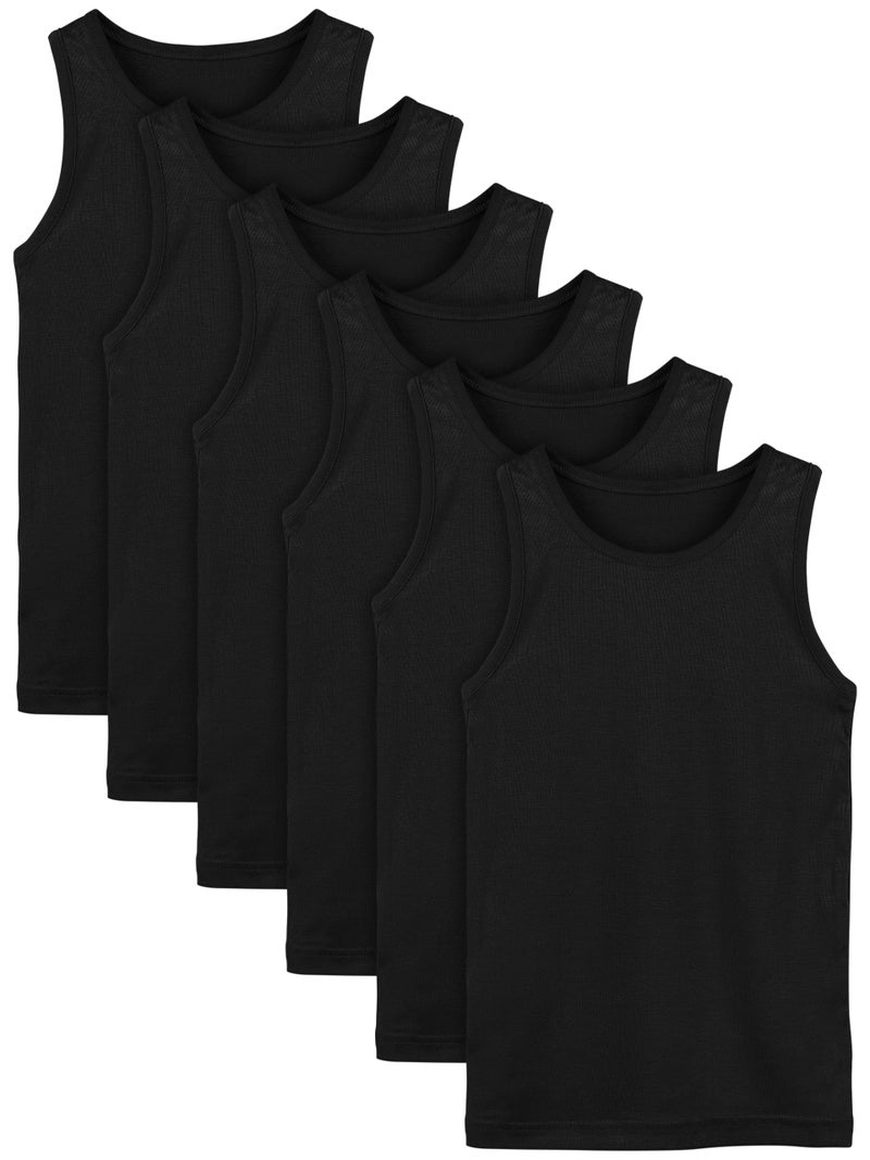 Cooraby 6 Pack Toddler Tank Top Kids Undershirts Soft Undershirt for Boys and Girls Black - Image 2