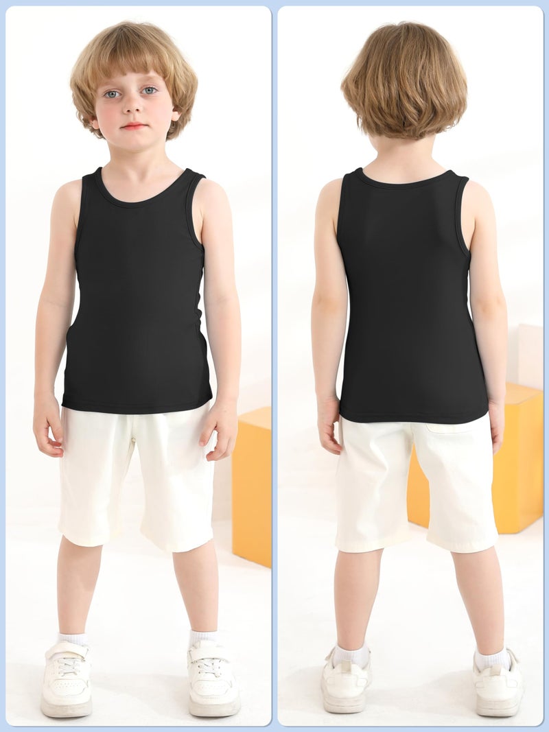Cooraby 6 Pack Toddler Tank Top Kids Undershirts Soft Undershirt for Boys and Girls Black - Image 5