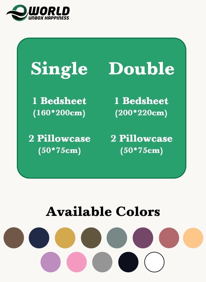 Eworld 3 Piece Luxury White Striped Bed Sheet Set with 1 Flat Sheet and 2 Pillowcases for Hotel and Home Crafted from Ultra Soft and Breathable For All Seasons Microfiber for Year-Round Comfort (Single/Double) - Image 2