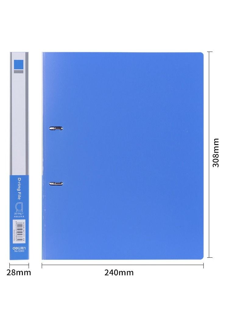 Deli - Deli 5383 A4 Ring Binder 2 Hole 28mm 2D-Ring Folder Blue - Image 1