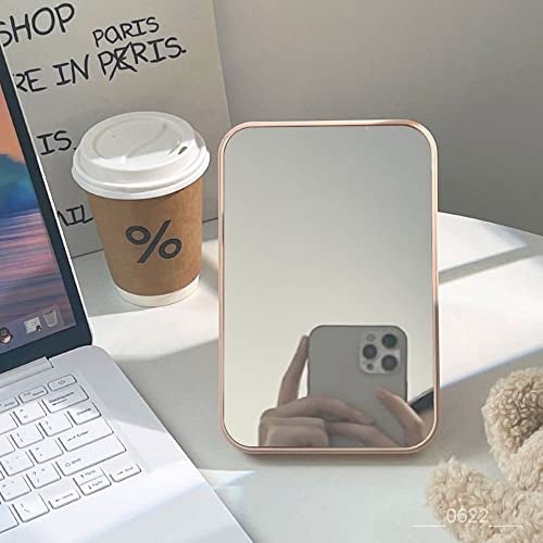 Mockery Glass Desktop Makeup Mirror - Foldable, Portable Princess Square Folding Vanity Mirror With Stand for Women (Pink), Tabletop - Image 1