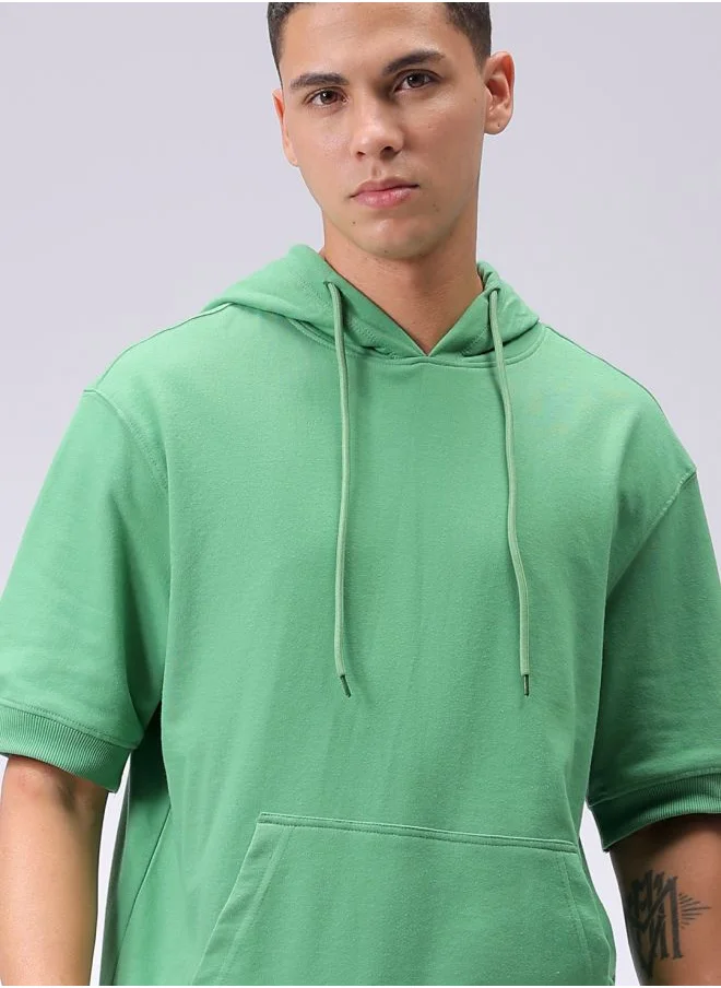 شركة المرآب الهندية Men Oversized Solid Overhead Hooded Sweatshirt