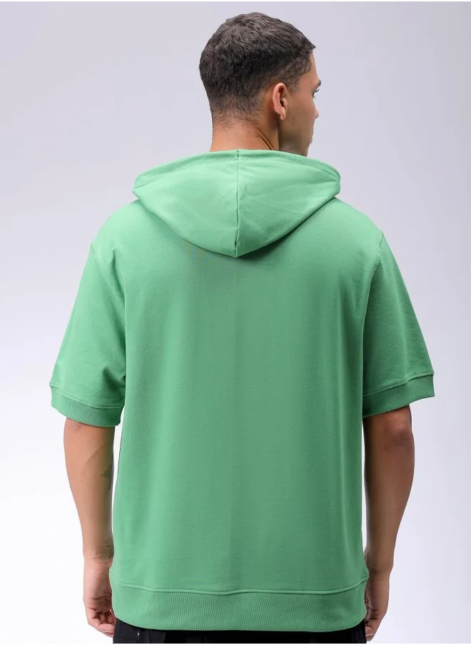 شركة المرآب الهندية Men Oversized Solid Overhead Hooded Sweatshirt