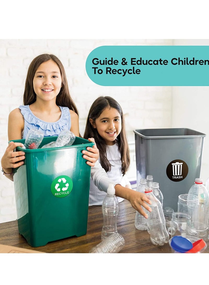 SYOSI ملصق إعادة التدوير لسلة المهملات - ملصقات سلة المهملات المثالية - ملصق مقاس 5 × 5 بوصة - علامات مثالية لسلة المهملات في المنزل أو المكتب - مناسب للاستخدام الداخلي/الخارجي عبوة من 6 قطع باللون الأخضر لإعادة التدوير، والأسود للقمامة - Image 2