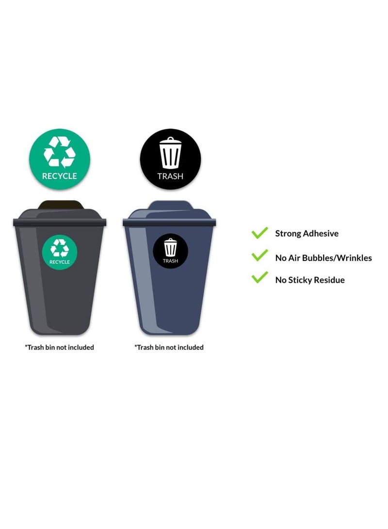 SYOSI ملصق إعادة التدوير لسلة المهملات - ملصقات سلة المهملات المثالية - ملصق مقاس 5 × 5 بوصة - علامات مثالية لسلة المهملات في المنزل أو المكتب - مناسب للاستخدام الداخلي/الخارجي عبوة من 6 قطع باللون الأخضر لإعادة التدوير، والأسود للقمامة - Image 3