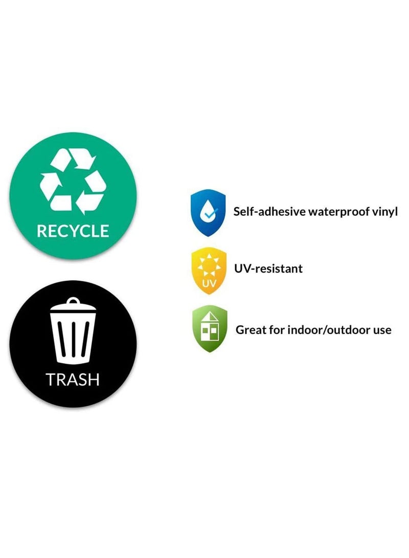 SYOSI ملصق إعادة التدوير لسلة المهملات - ملصقات سلة المهملات المثالية - ملصق مقاس 5 × 5 بوصة - علامات مثالية لسلة المهملات في المنزل أو المكتب - مناسب للاستخدام الداخلي/الخارجي عبوة من 6 قطع باللون الأخضر لإعادة التدوير، والأسود للقمامة - Image 4