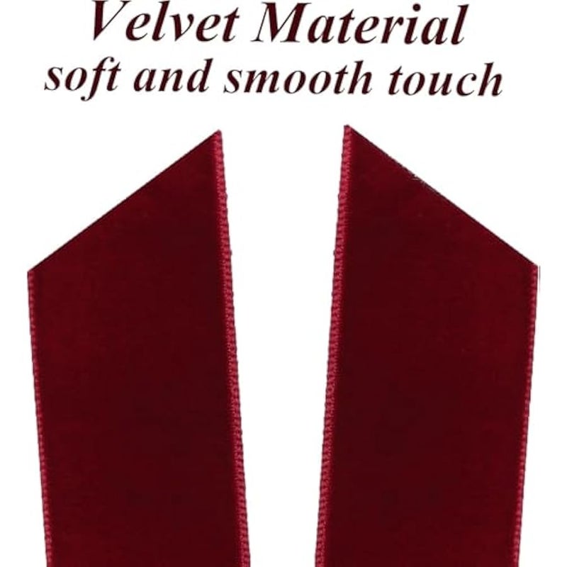 Arabest 12 Pcs Red Velvet  Tree Bows Door Garland Decor Vintage Wreath Bow Suitable for  Trees (Burgundy) - Image 2