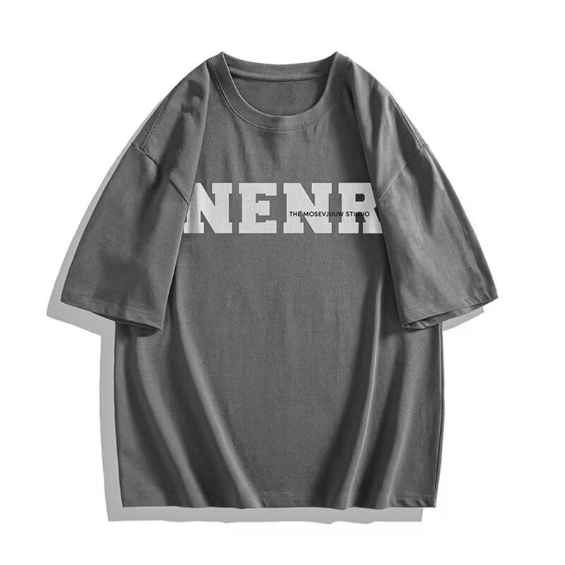 Short-Sleeved T-Shirt Men'S Summer American High Street Trendy Brand Letter Heavy Loose Boys Half-Sleeved T-Shirt - Image 1