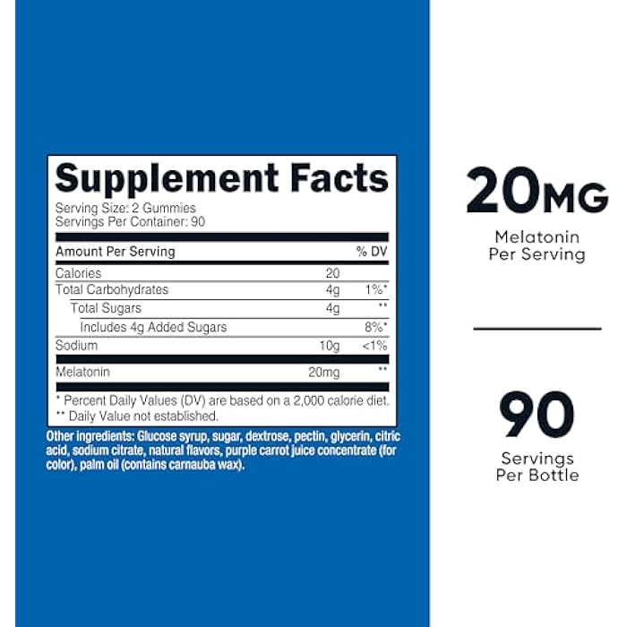 Nutricost Melatonin Gummies 20mg per Serving (180 Strawberry Flavored Gummies) - Gluten-Free - Image 2