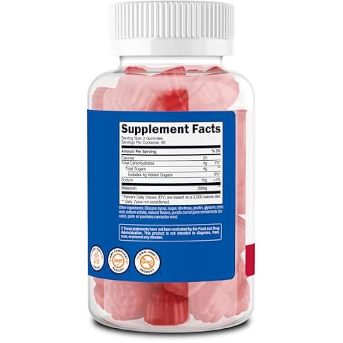Nutricost Melatonin Gummies 20mg per Serving (180 Strawberry Flavored Gummies) - Gluten-Free - Image 5