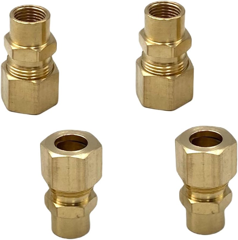 Bumugufu 4 قطع 3/8" OD × 1/8" أنثوي NPT تركيبة أنبوب ضغط، محول نحاسي مستقيم 3/8 بوصة OD إلى 1/8 بوصة FNPT للزيت والغاز والمياه غير الصالحة للشرب - Image 4