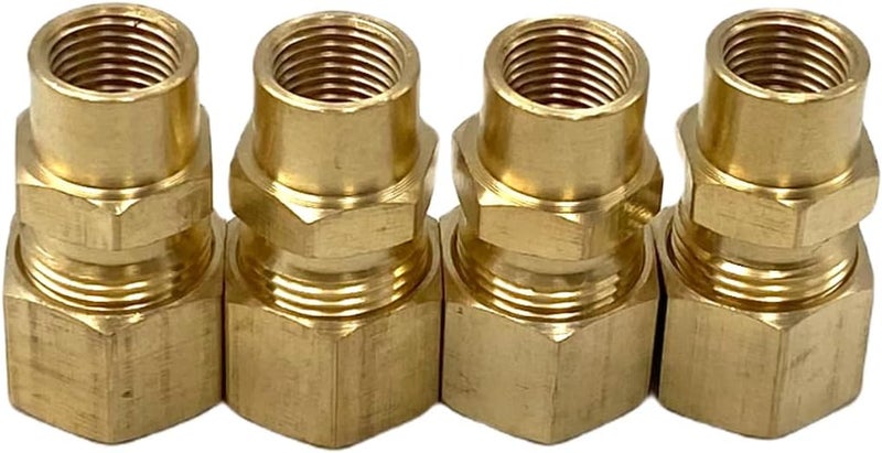 Bumugufu 4 قطع 3/8" OD × 1/8" أنثوي NPT تركيبة أنبوب ضغط، محول نحاسي مستقيم 3/8 بوصة OD إلى 1/8 بوصة FNPT للزيت والغاز والمياه غير الصالحة للشرب - Image 1