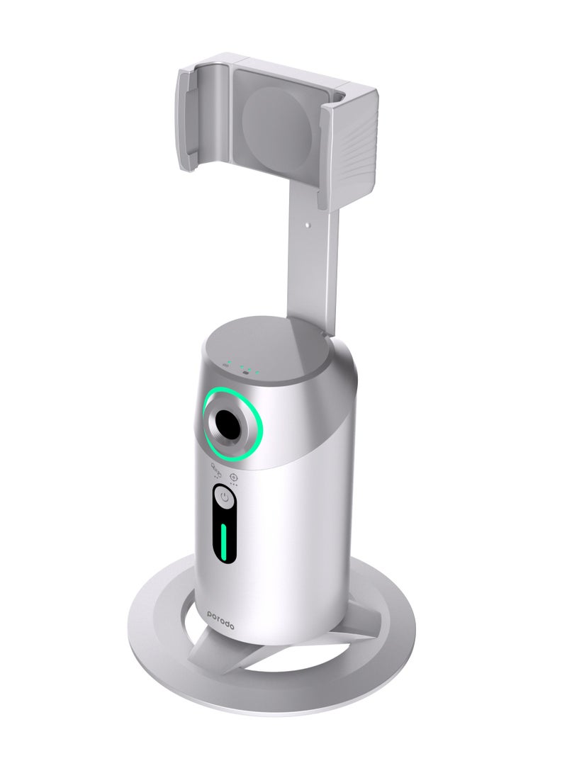 porodo 360° Rotating Phone Mount with AI Tracking Mount Gesture Recognition / Power Bank Function / Swift Portrait Transition / 15 Hours Working Time - White  - Image 4
