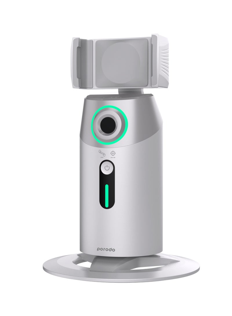 porodo 360° Rotating Phone Mount with AI Tracking Mount Gesture Recognition / Power Bank Function / Swift Portrait Transition / 15 Hours Working Time - White  - Image 3