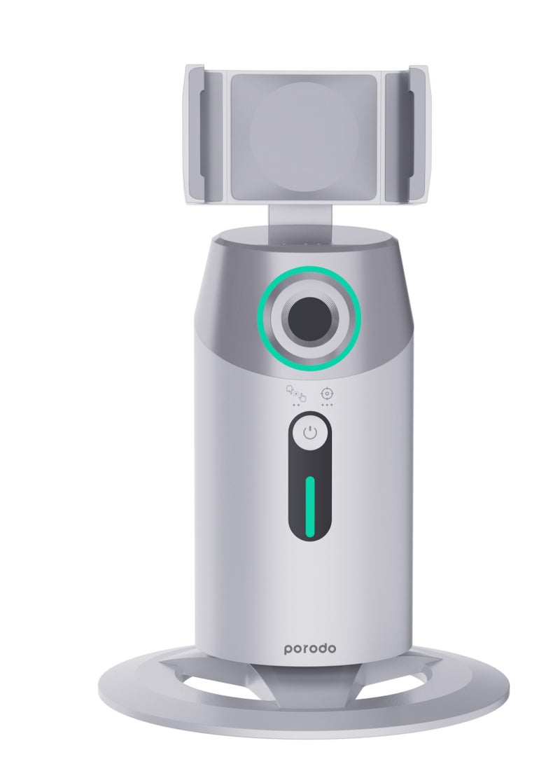 porodo 360° Rotating Phone Mount with AI Tracking Mount Gesture Recognition / Power Bank Function / Swift Portrait Transition / 15 Hours Working Time - White  - Image 1