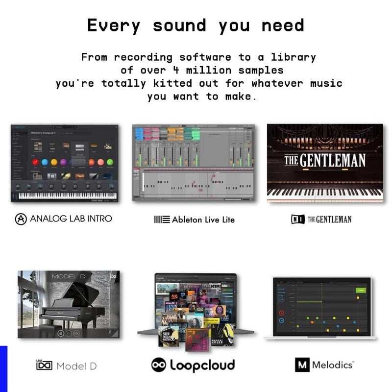 Arturia MiniLab 3، وحدة تحكم MIDI USB-C ذات 25 مفتاح رفيع مع ضمان 5 سنوات، 8 وسادات LED مضاءة، 8 مقبض، 4 منزلقات، مخرج MIDI، مبرمج مدمج، وضع الأوتار وحزمة البرمجيات - أسود - Image 5