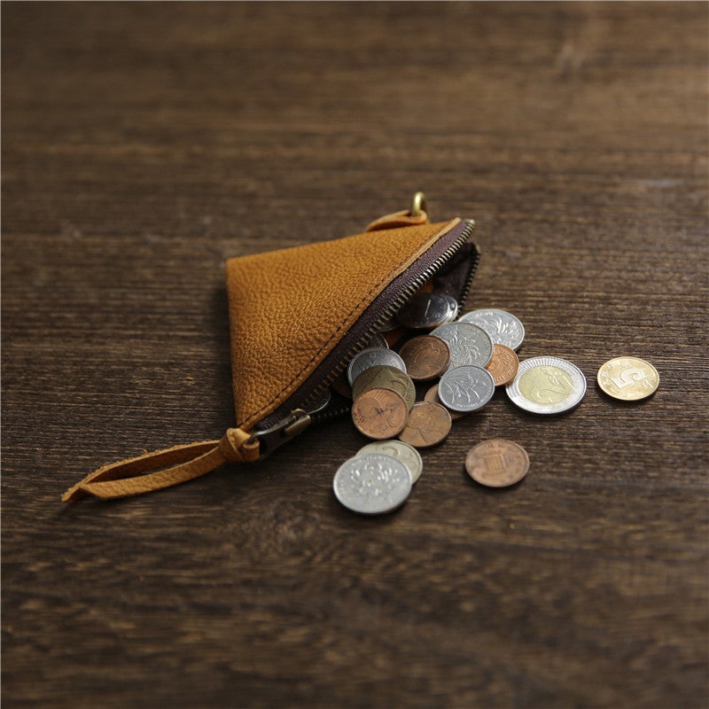 Vintage Genuine Leather Mini Zipper Coin Wallet, Top Grain Cowhide, Lightweight Short Purse for Men Women, Minimalist Slim Design, Daily Carry - Image 4
