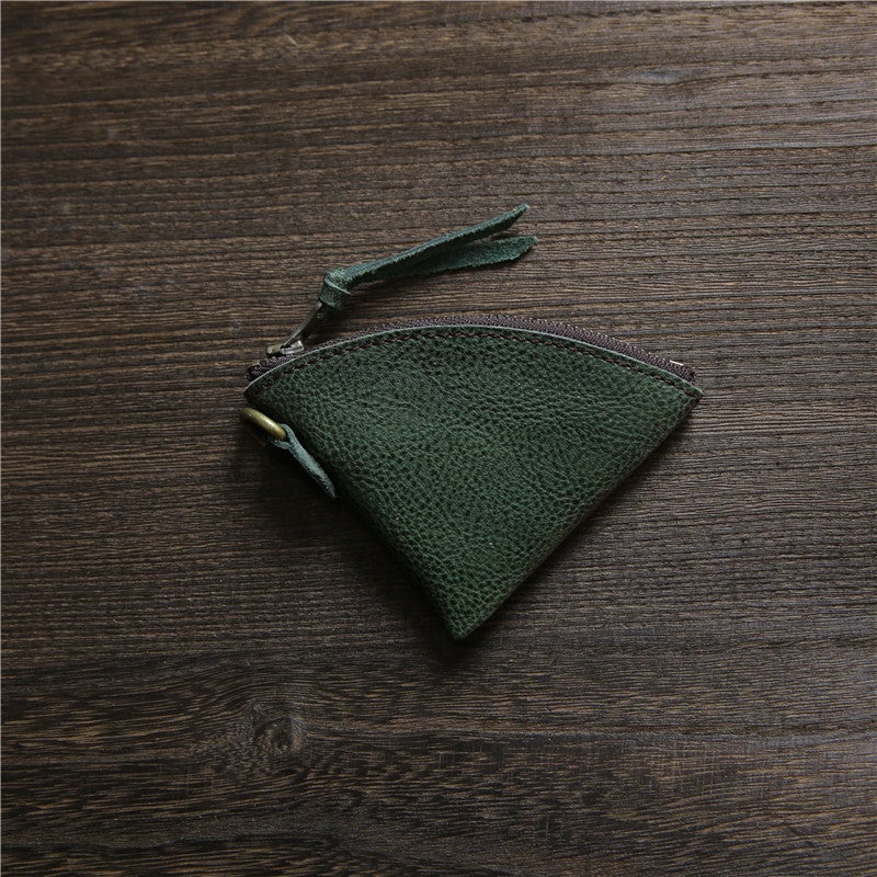 Vintage Genuine Leather Mini Zipper Coin Wallet, Top Grain Cowhide, Lightweight Short Purse for Men Women, Minimalist Slim Design, Daily Carry - Image 1