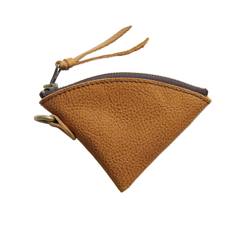 Vintage Genuine Leather Mini Zipper Coin Wallet, Top Grain Cowhide, Lightweight Short Purse for Men Women, Minimalist Slim Design, Daily Carry - Image 5