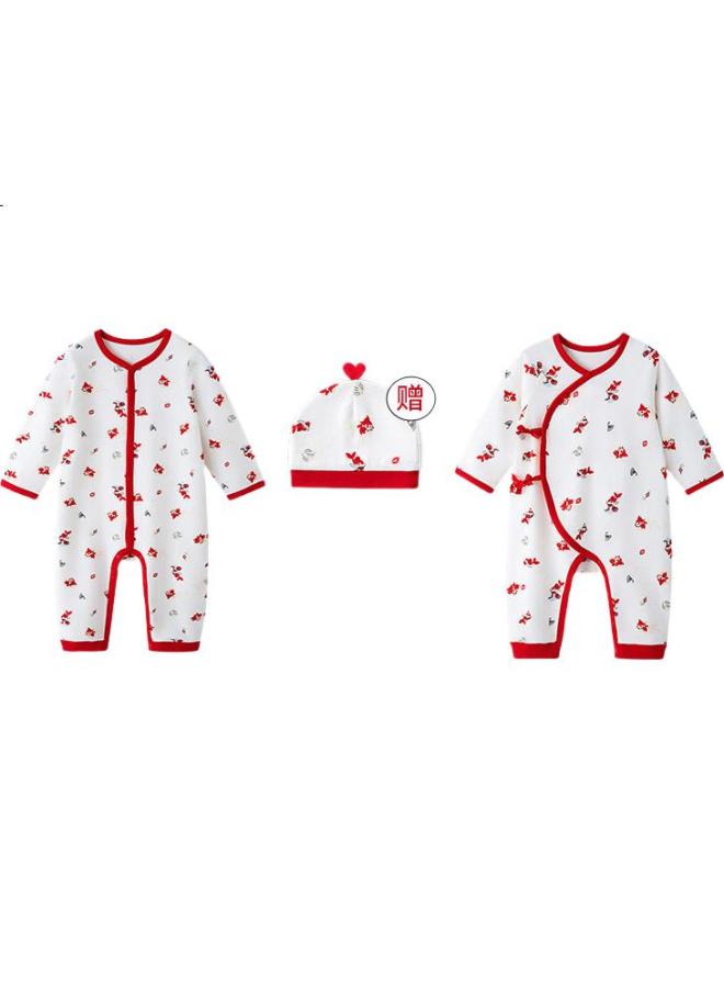 GB Baby Onesie Class A Pure Cotton Red Bodysuit For Year Of Birth, 5A Antibacterial And Mite-Proof Baby New Year Red Outfit - Image 3